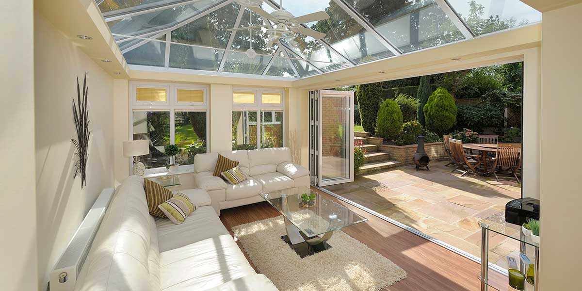 Modern Orangery with Open Bi-Folding Doors